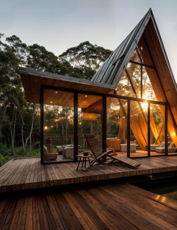 Chalés Modulares do tipo A-frame para aluguel modelo Oasis