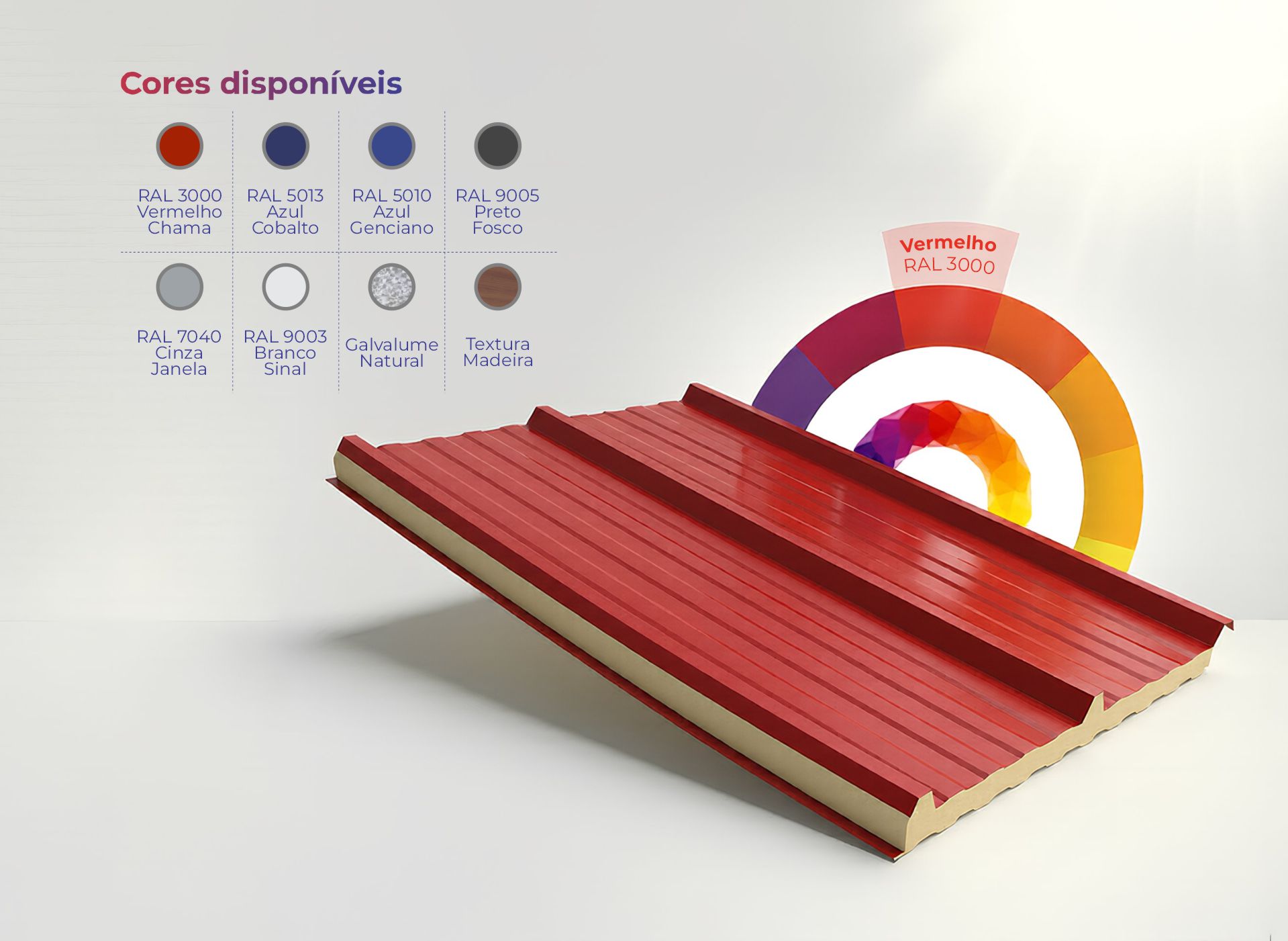 Cores Telhas térmicas com isolamento PIR